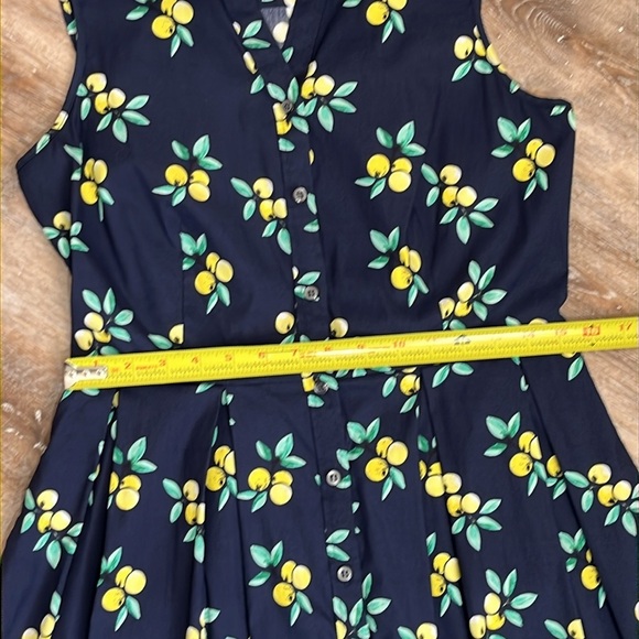 Charter Club Women's Blue Shirt Dress Size 6 Lemon Novelty Print Rockabilly - Picture 10 of 15